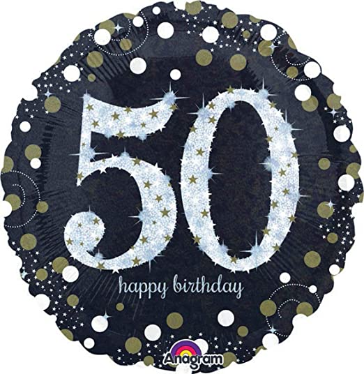 Palloncino Foil Rotondo Oro Sparkling Celebrazione 50° Compleanno - 18 Pollici